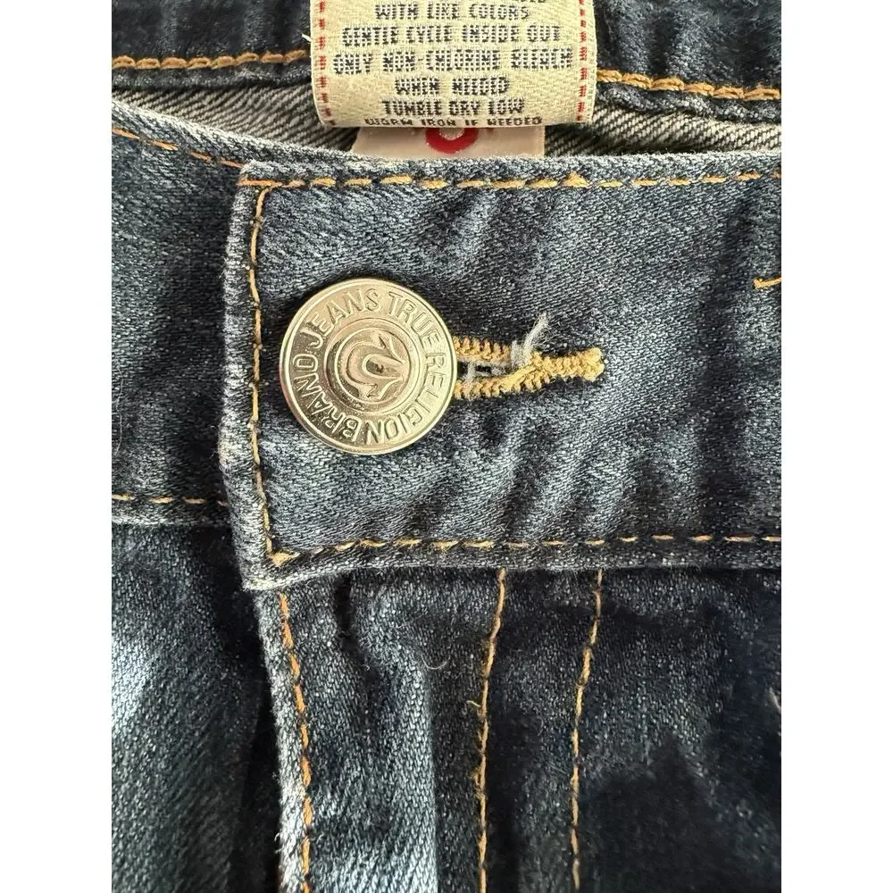 Vintage True Religion Billy Wide Bootcut Jeans Mens 38x32 USA Made Flap Y2K